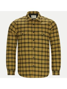 NEW Aspesi Italy Thermore Lined Yellow Flannel Snap Overshirt Large